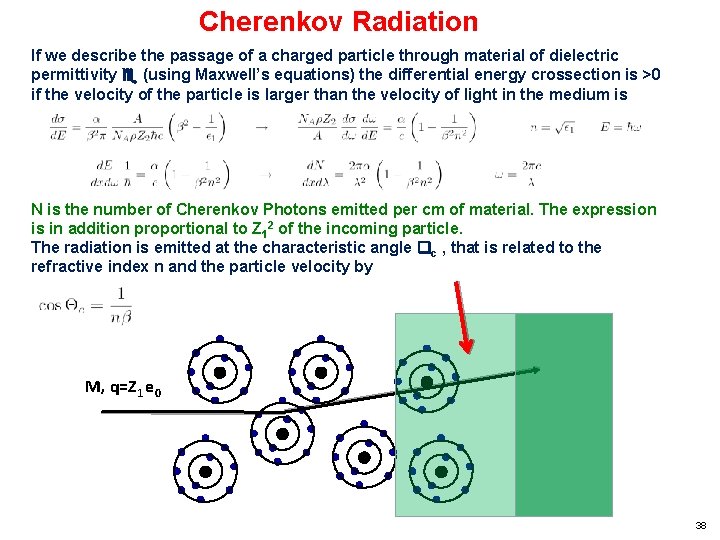 Cherenkov Radiation If we describe the passage of a charged particle through material of