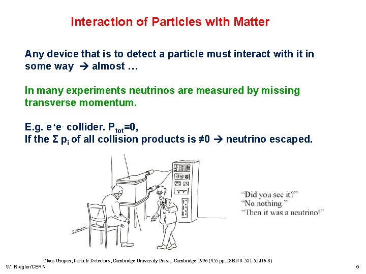 Interaction of Particles with Matter Any device that is to detect a particle must