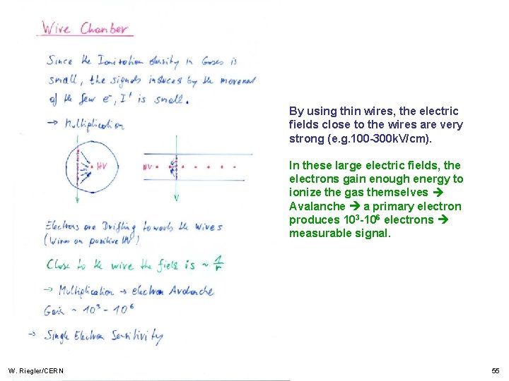 By using thin wires, the electric fields close to the wires are very strong