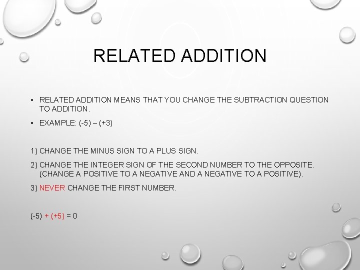 Related Addition SUBTRACTING INTEGERS ON A NUMBER LINE LESSON 2