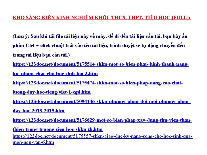 KHO SÁNG KIẾN KINH NGHIỆM KHỐI THCS, THPT, TIỂU HỌC [FULL]: (Lưu ý: Sau