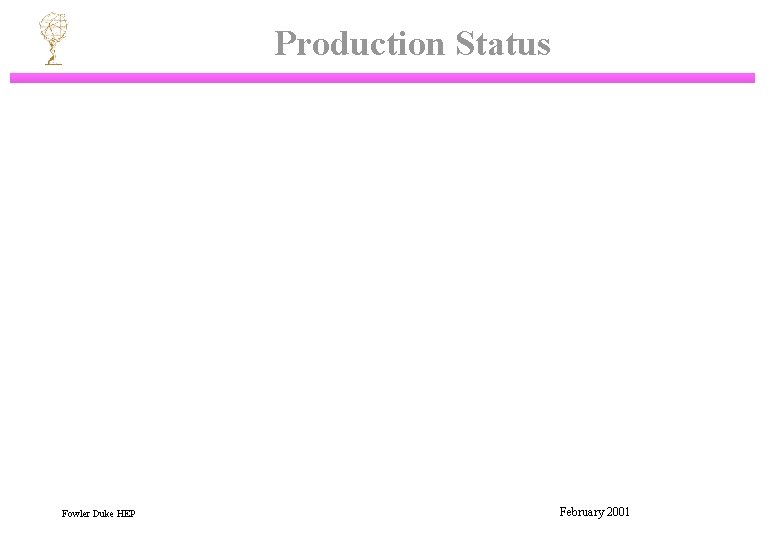 Production Status Fowler Duke HEP February 2001 