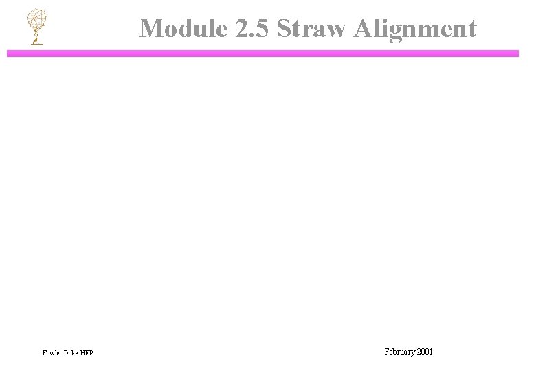 Module 2. 5 Straw Alignment Fowler Duke HEP February 2001 