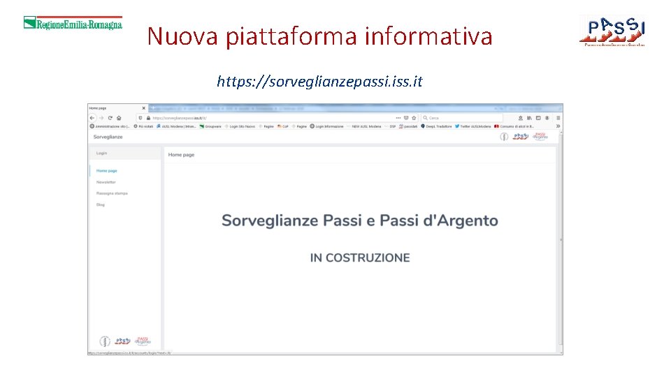 Nuova piattaforma informativa https: //sorveglianzepassi. iss. it 