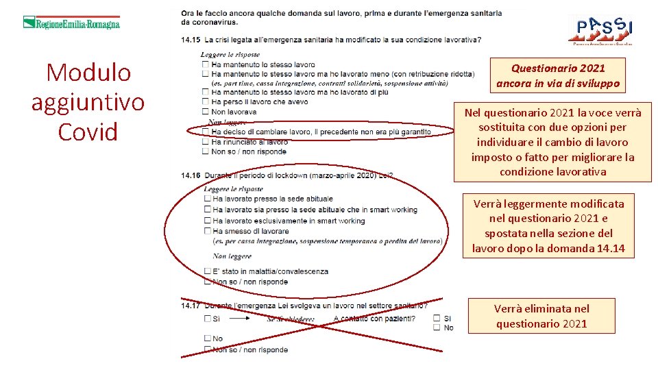 Modulo aggiuntivo Covid Questionario 2021 ancora in via di sviluppo Nel questionario 2021 la