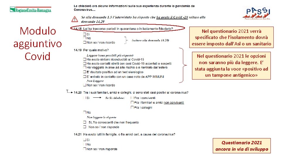 Modulo aggiuntivo Covid Nel questionario 2021 verrà specificato che l’isolamento dovrà essere imposto dall’Asl