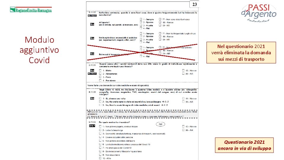 Modulo aggiuntivo Covid Nel questionario 2021 verrà eliminata la domanda sui mezzi di trasporto