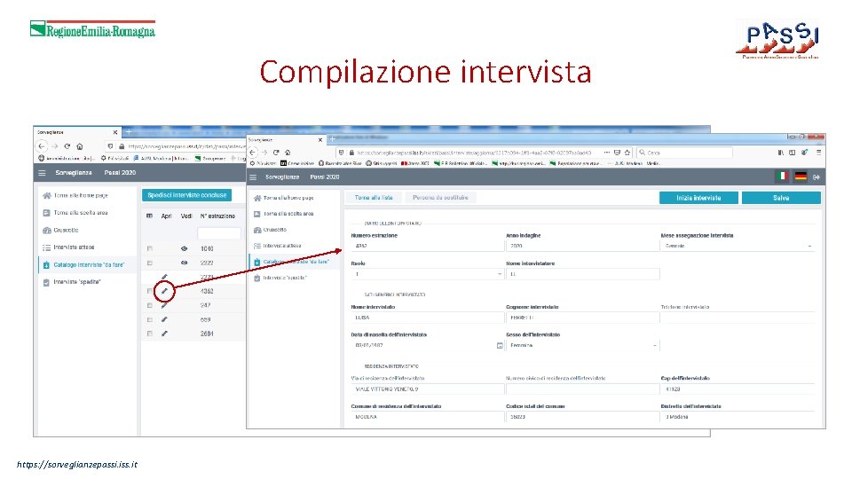 Compilazione intervista https: //sorveglianzepassi. iss. it 