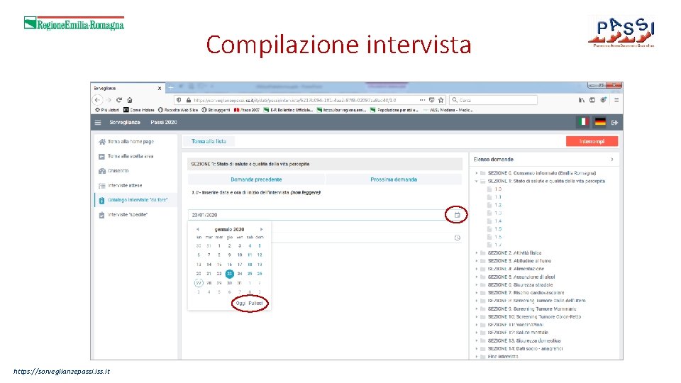 Compilazione intervista https: //sorveglianzepassi. iss. it 