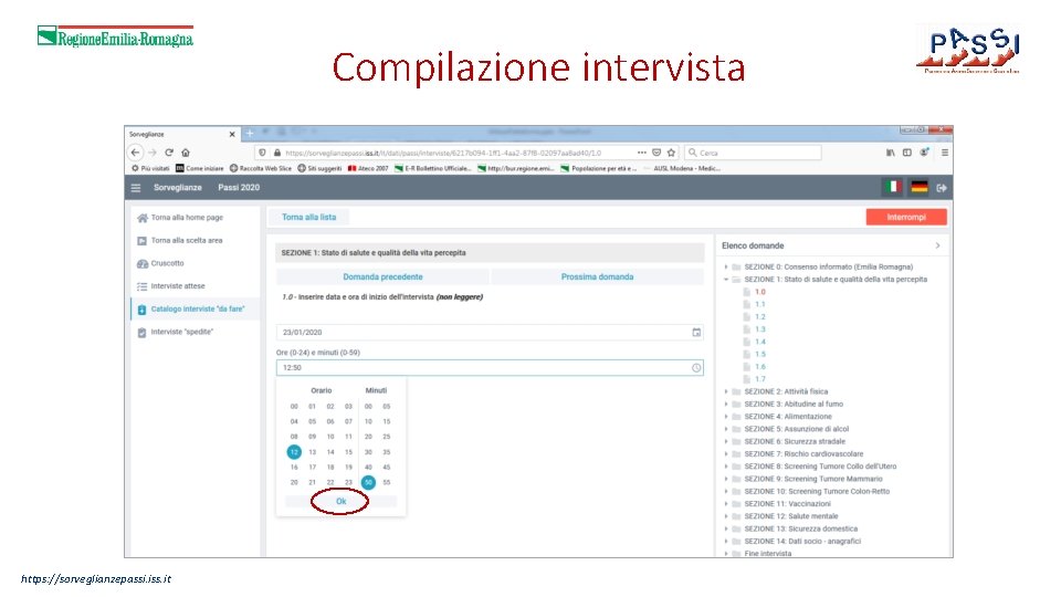 Compilazione intervista https: //sorveglianzepassi. iss. it 