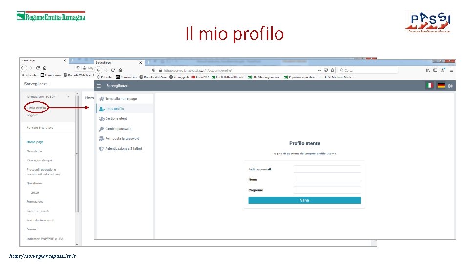Il mio profilo https: //sorveglianzepassi. iss. it 