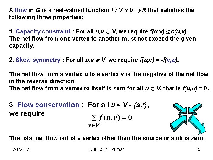 A flow in G is a real-valued function f : V V R that