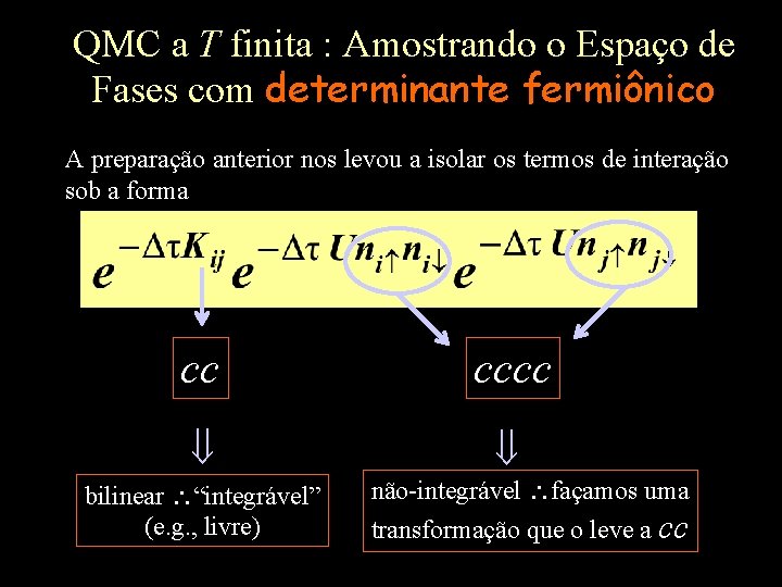 QMC a T finita : Amostrando o Espaço de Fases com determinante fermiônico A