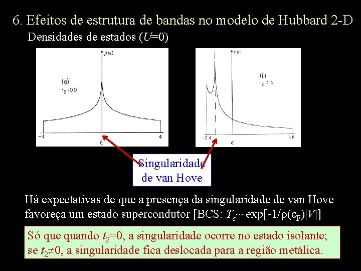 6. Efeitos de estrutura de bandas no modelo de Hubbard 2 -D Densidades de