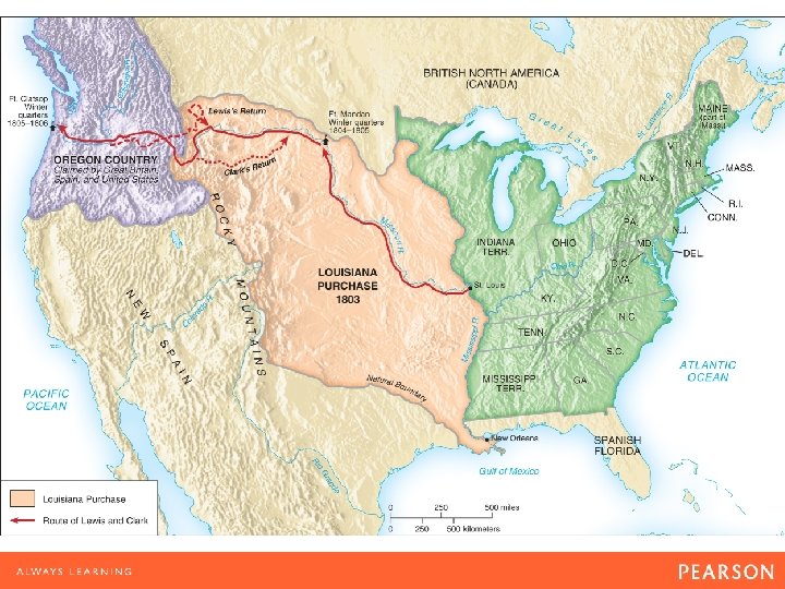 Map 8. 1 The Louisiana Purchase and the Route of Lewis and Clark Not
