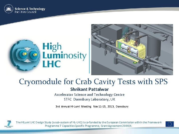 Cryomodule for Crab Cavity Tests with SPS Shrikant Pattalwar Accelerator Science and Technology Centre