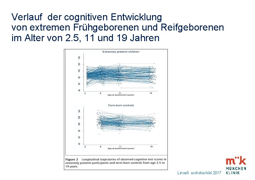 Verlauf der cognitiven Entwicklung von extremen Frühgeborenen und Reifgeborenen im Alter von 2. 5,