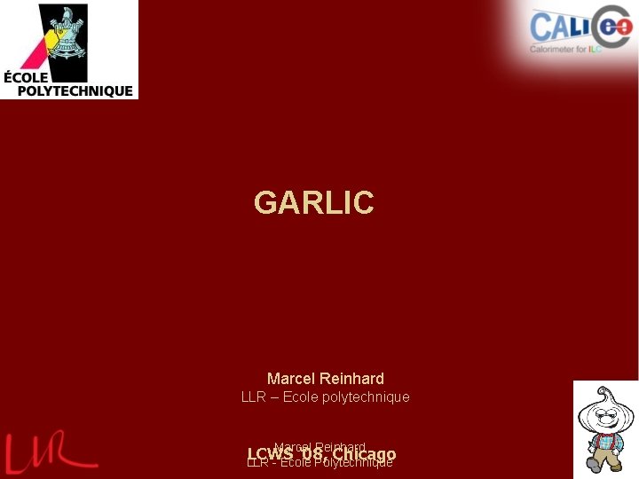 GARLIC Marcel Reinhard LLR – Ecole polytechnique Marcel Reinhard LCWS ‘ 08, Chicago LLR
