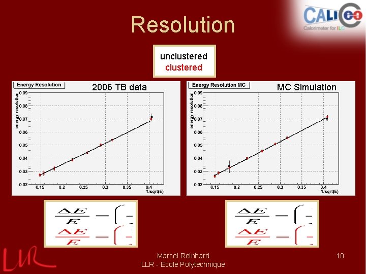 Resolution unclustered 2006 TB data Marcel Reinhard LLR - Ecole Polytechnique MC Simulation 10