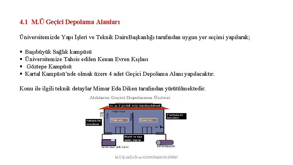 4. 1 M. Ü Geçici Depolama Alanları Üniversitemizde Yapı İşleri ve Teknik Daire. Başkanlığı