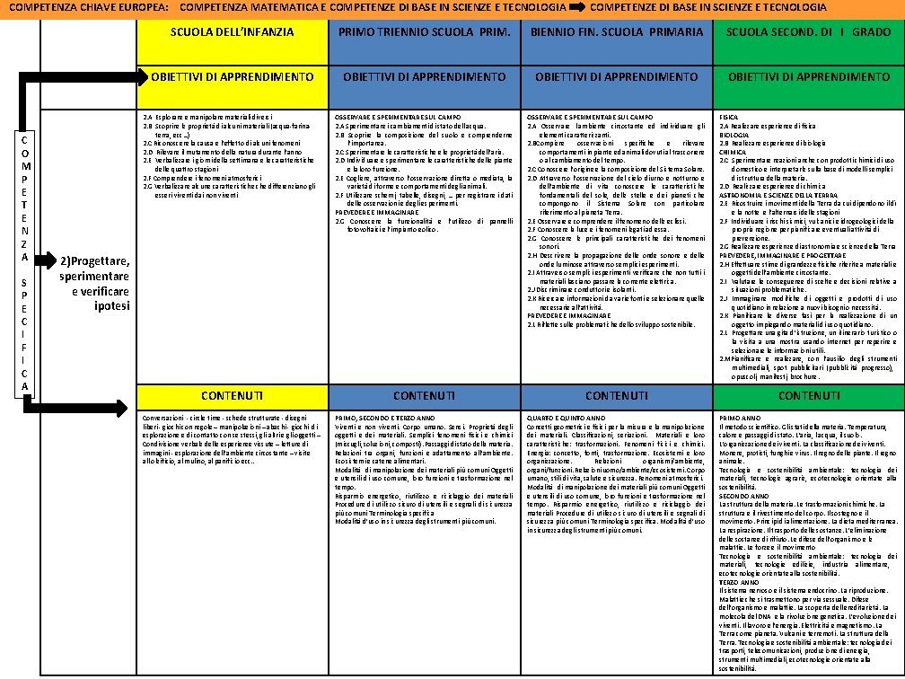 COMPETENZA CHIAVE EUROPEA: COMPETENZA MATEMATICA E COMPETENZE DI BASE IN SCIENZE E TECNOLOGIA C