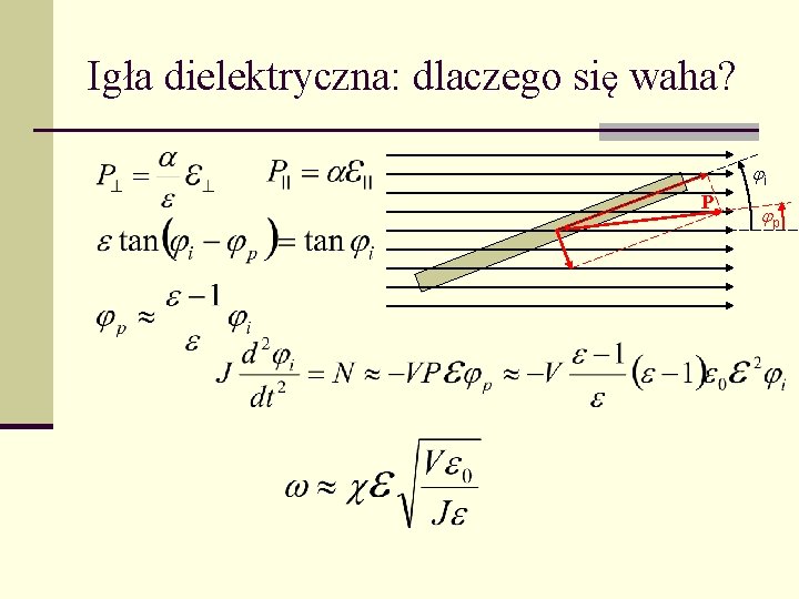 Igła dielektryczna: dlaczego się waha? i P p 