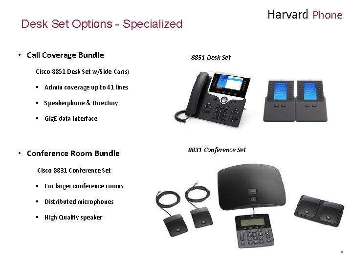 Harvard Phone Desk Set Options - Specialized • Call Coverage Bundle 8851 Desk Set