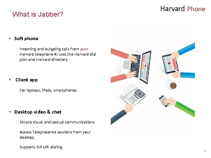 What is Jabber? Harvard Phone • Soft phone Incoming and outgoing calls from your