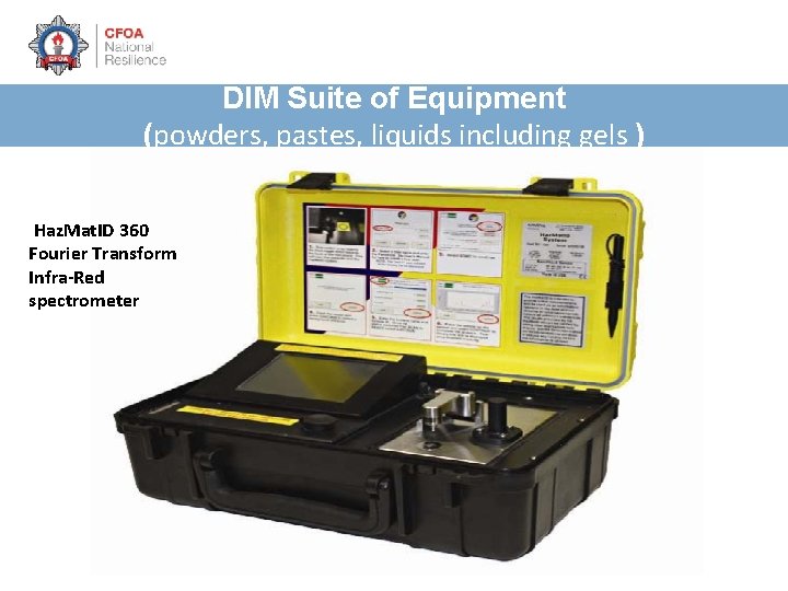 DIM Suite of Equipment (powders, pastes, liquids including gels ) Haz. Mat. ID 360