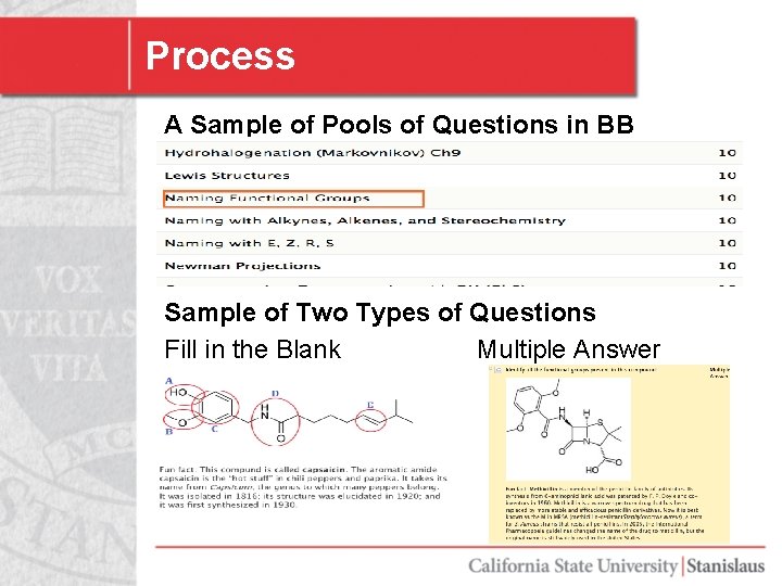 Process A Sample of Pools of Questions in BB Sample of Two Types of