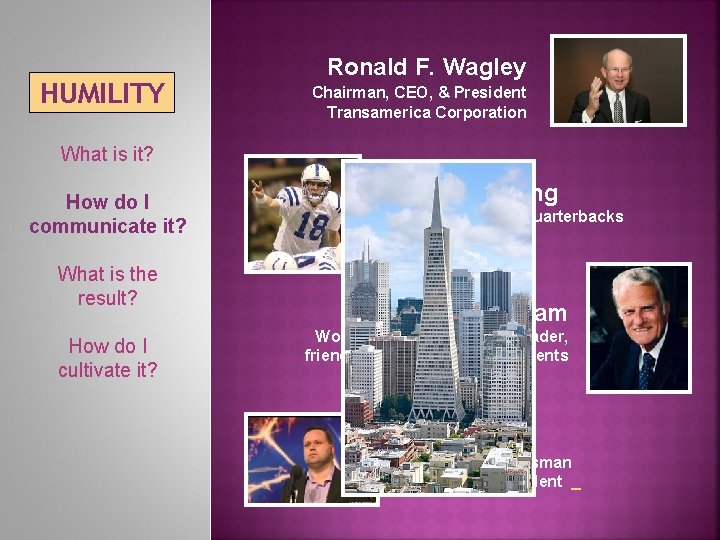 HUMILITY Ronald F. Wagley Chairman, CEO, & President Transamerica Corporation What is it? How