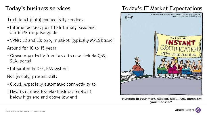 Today’s business services Traditional (data) connectivity services: • Internet access: point to Internet, basic