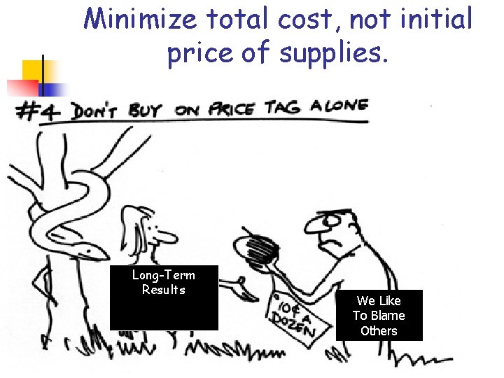 Minimize total cost, not initial price of supplies. Long-Term Results We Like To Blame Minimize total cost, not initial price of supplies. Long-Term Results We Like To Blame