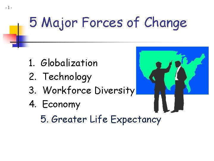 -1 - 5 Major Forces of Change 1. 2. 3. 4. Globalization Technology Workforce -1 - 5 Major Forces of Change 1. 2. 3. 4. Globalization Technology Workforce