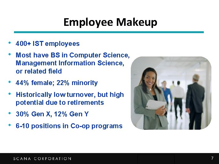 Employee Makeup • • 400+ IST employees • • 44% female; 22% minority •