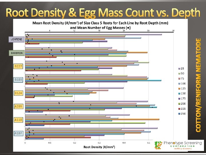 Root Density & Egg Mass Count vs. Depth 