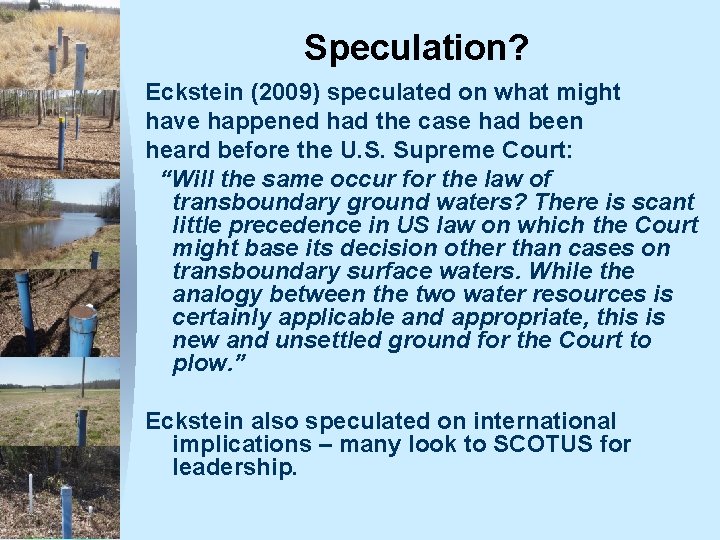 Speculation? Eckstein (2009) speculated on what might have happened had the case had been