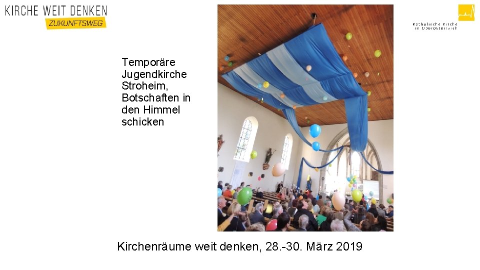 Temporäre Jugendkirche Stroheim, Botschaften in den Himmel schicken Kirchenräume weit denken, 28. -30. März