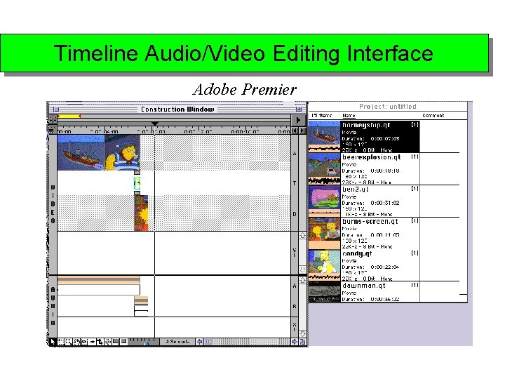 Timeline Audio/Video Editing Interface Adobe Premier 