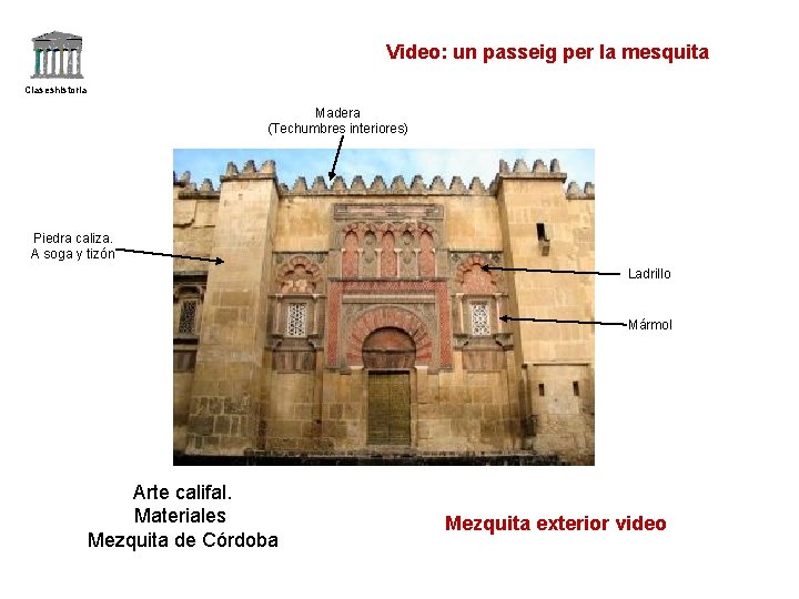 Video: un passeig per la mesquita Claseshistoria Madera (Techumbres interiores) Piedra caliza. A soga