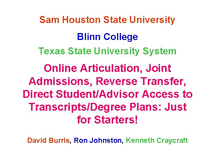 Sam Houston State University Blinn College Texas State University System Online Articulation, Joint Admissions,