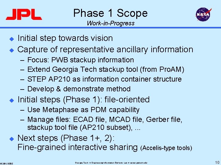 NASA STEP for Aerospace Workshop Jet Propulsion Lab