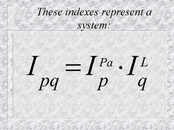 These indexes represent a system: 