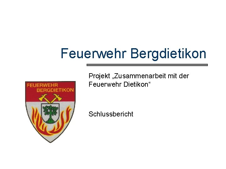 Feuerwehr Bergdietikon Projekt „Zusammenarbeit mit der Feuerwehr Dietikon“ Schlussbericht 
