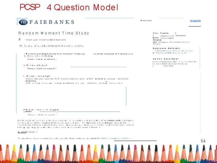 PCSP 4 Question Model FAIRBANKS Welcome Random Moment Time Study Profile ) N amr