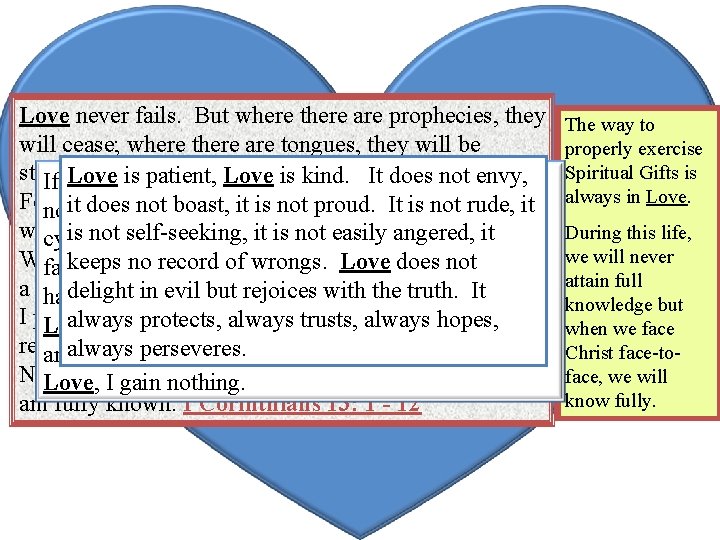 Love never fails. But where there are prophecies, they will cease; where there are