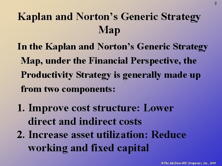 9 Kaplan and Norton’s Generic Strategy Map In the Kaplan and Norton’s Generic Strategy