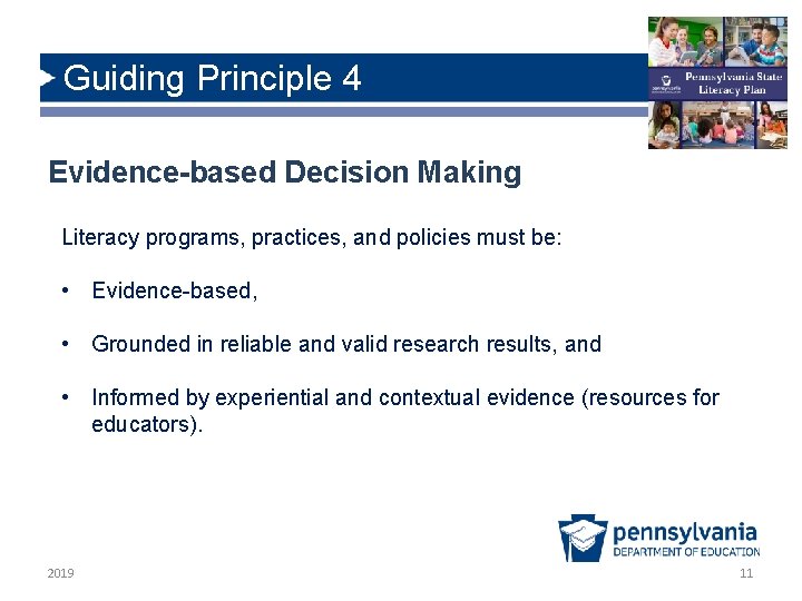 Guiding Principle 4 Evidence-based Decision Making Literacy programs, practices, and policies must be: • Guiding Principle 4 Evidence-based Decision Making Literacy programs, practices, and policies must be: •