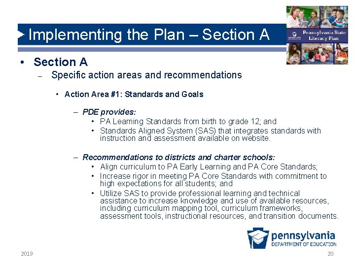 Implementing the Plan – Section A • Section A – Specific action areas and Implementing the Plan – Section A • Section A – Specific action areas and