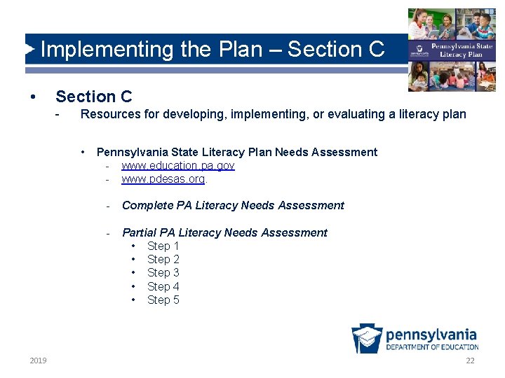 Implementing the Plan – Section C • Section C - Resources for developing, implementing, Implementing the Plan – Section C • Section C - Resources for developing, implementing,